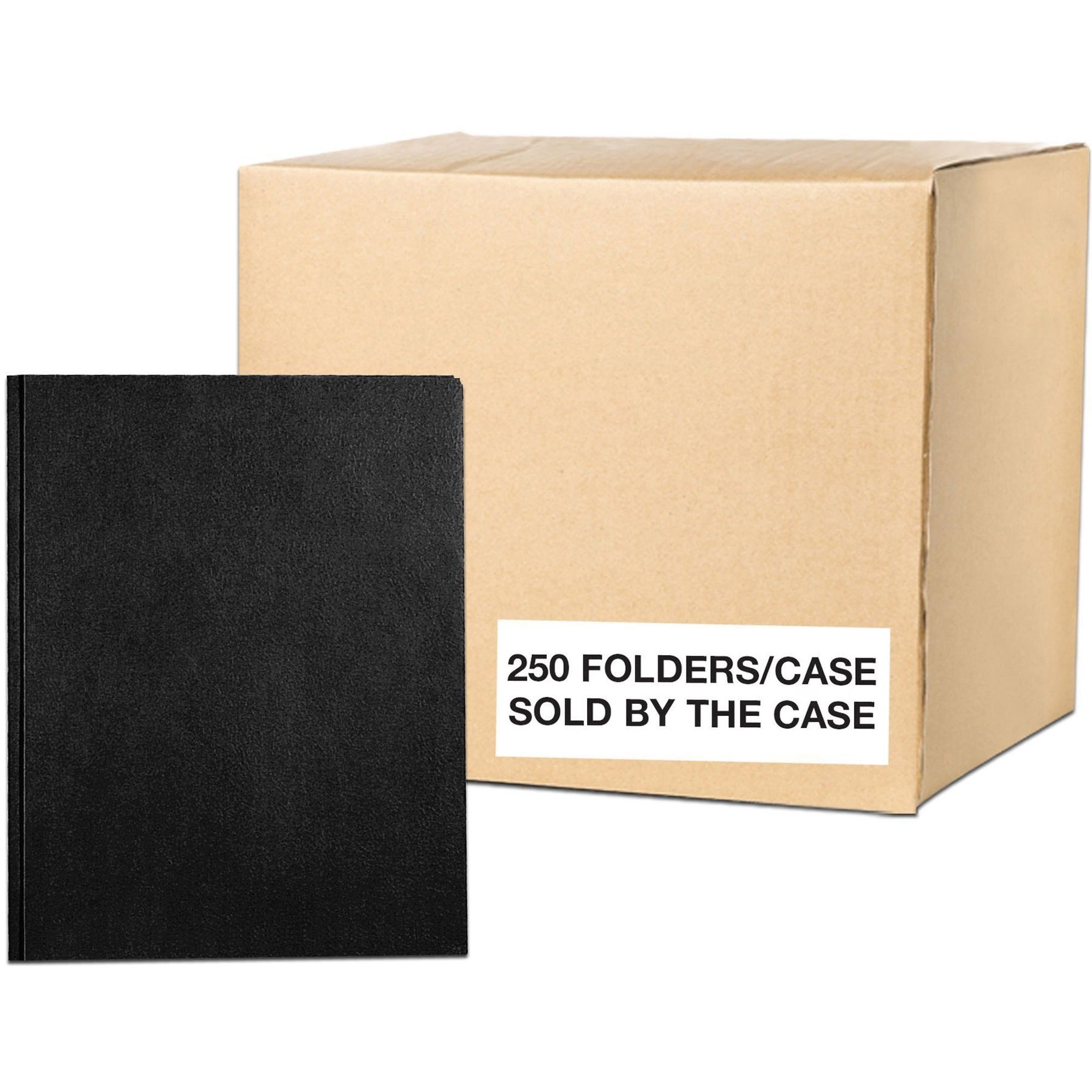 Roaring Spring Letter Fastener Folder - 8 1/2" x 11" - 50 Sheets Capacity - 3 x Prong Fastener(s) - 2 Internal Pocket(s) - 11 pt. - Black - 1 Carton