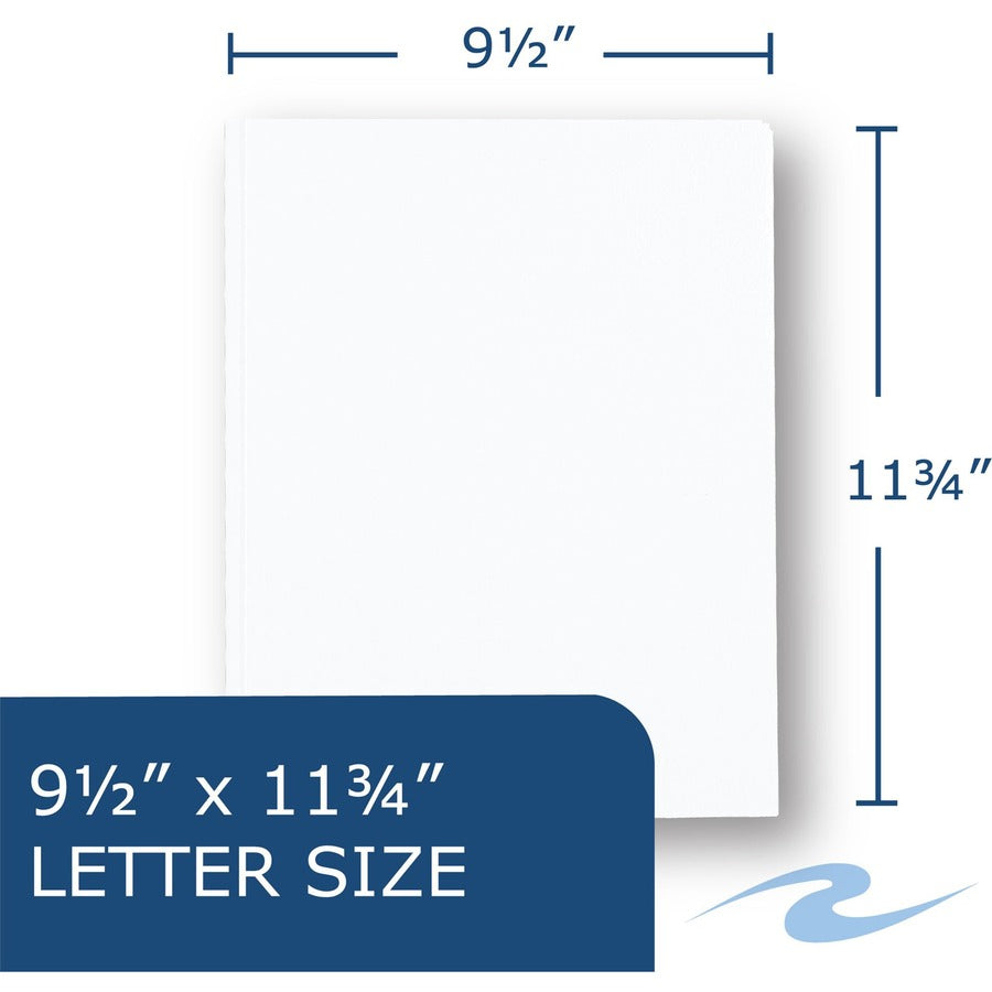 Roaring Spring Letter Fastener Folder - 8 1/2" x 11" - 50 Sheets Capacity - 3 x Prong Fastener(s) - 2 Internal Pocket(s) - 11 pt. - White - 1 Carton