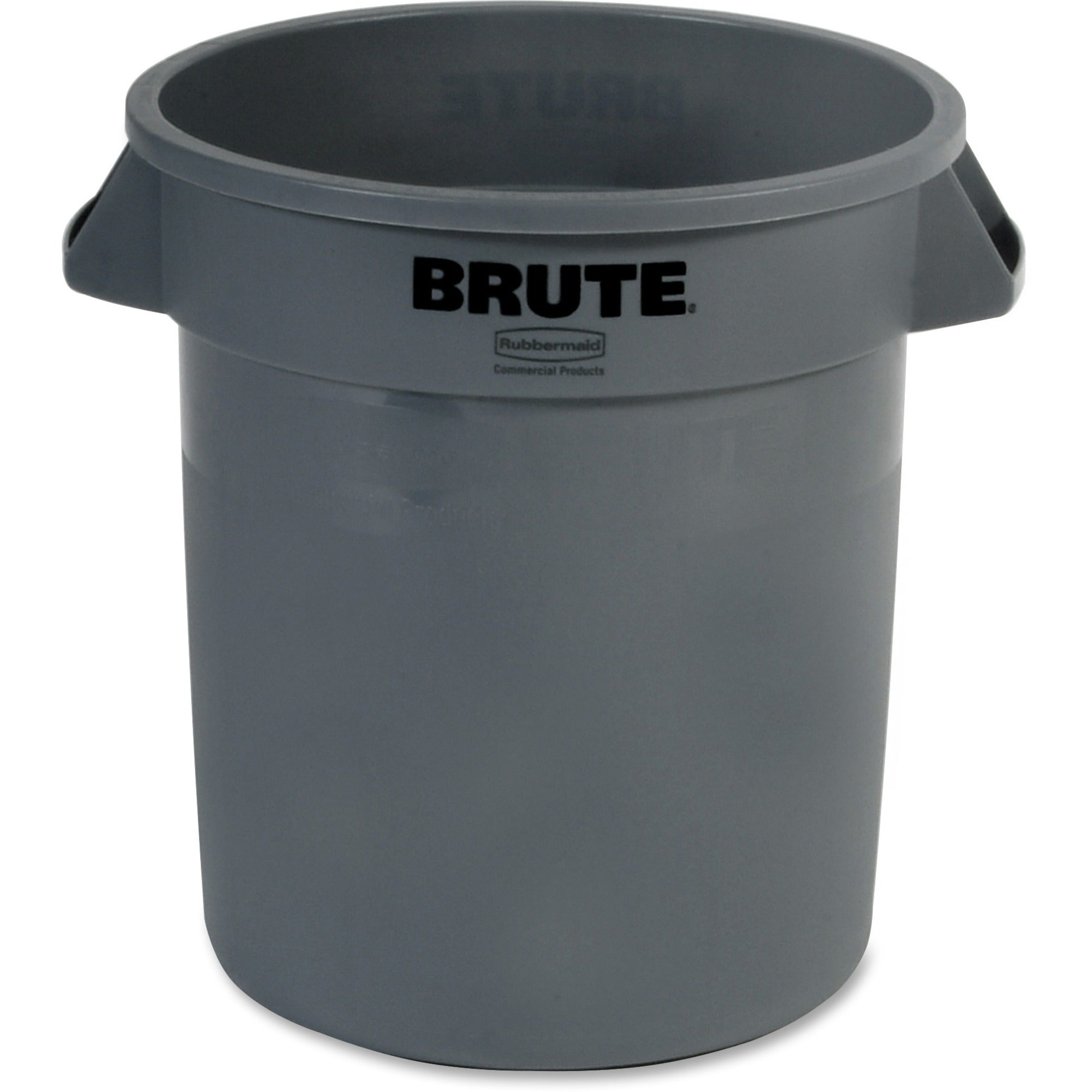 Rubbermaid Commercial Brute 10-Gallon Vented Containers, Round, Plastic, Gray, 6 per Carton