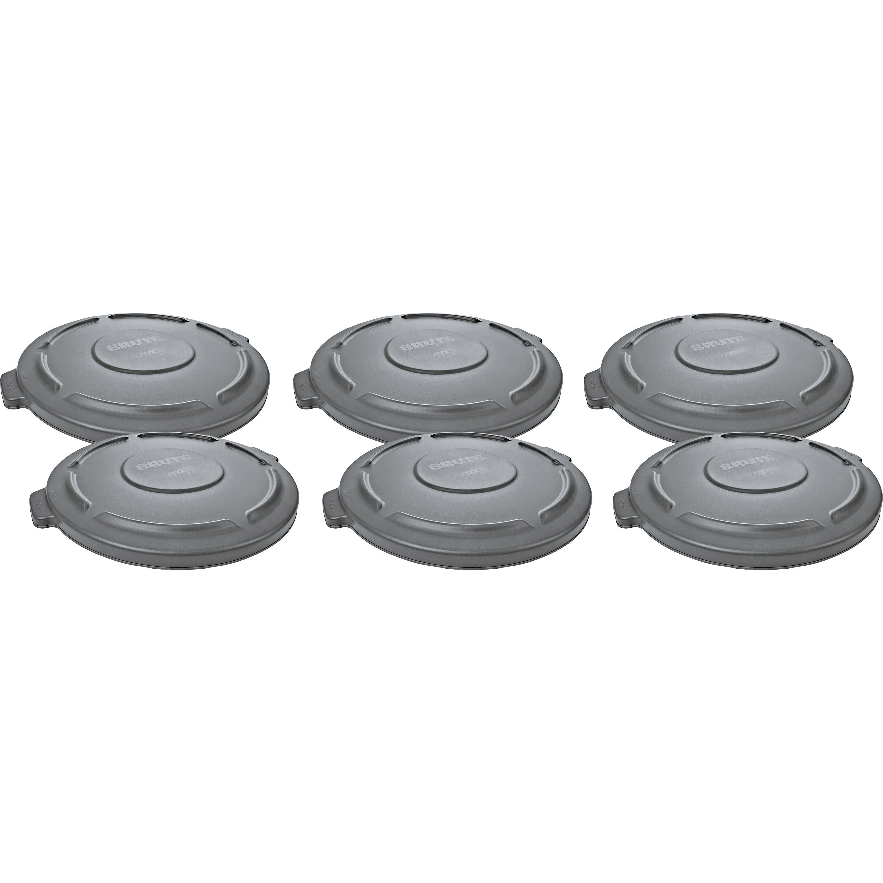 Rubbermaid Commercial Brute 20-gallon Container Lid - Round - Plastic - Gray - 6 / Carton
