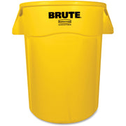 Rubbermaid Commercial Brute 44-Gallon Vented Utility Containers, Round, Plastic, Yellow, 4 per Carton