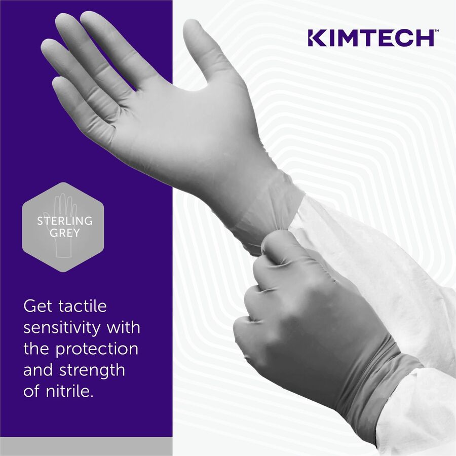 KIMTECH Sterling Nitrile Exam Gloves, X-Large, Gray, 3.5 mil, 9.5" Length, Latex-Free, Textured Fingertip, Non-Sterile, Powder-Free, 170 Gloves/Box, 10 Boxes/Carton