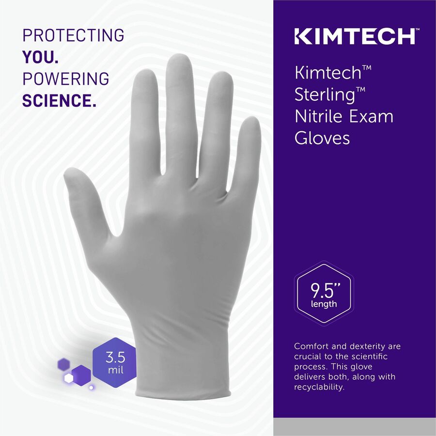 KIMTECH Sterling Nitrile Exam Gloves, X-Large, Gray, 3.5 mil, 9.5" Length, Latex-Free, Textured Fingertip, Non-Sterile, Powder-Free, 170 Gloves/Box, 10 Boxes/Carton