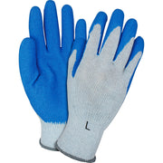 Safety Zone Blue/Gray Coated Knit Gloves - Latex Coating - Large Size - Blue, Gray - Crinkle Grip, Knitted - For Industrial - 2/Pair - 6 / Carton