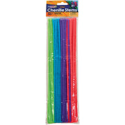 Spiral Chenille Stems, Assorted Colors, 12" x 6 mm, 50 Pieces