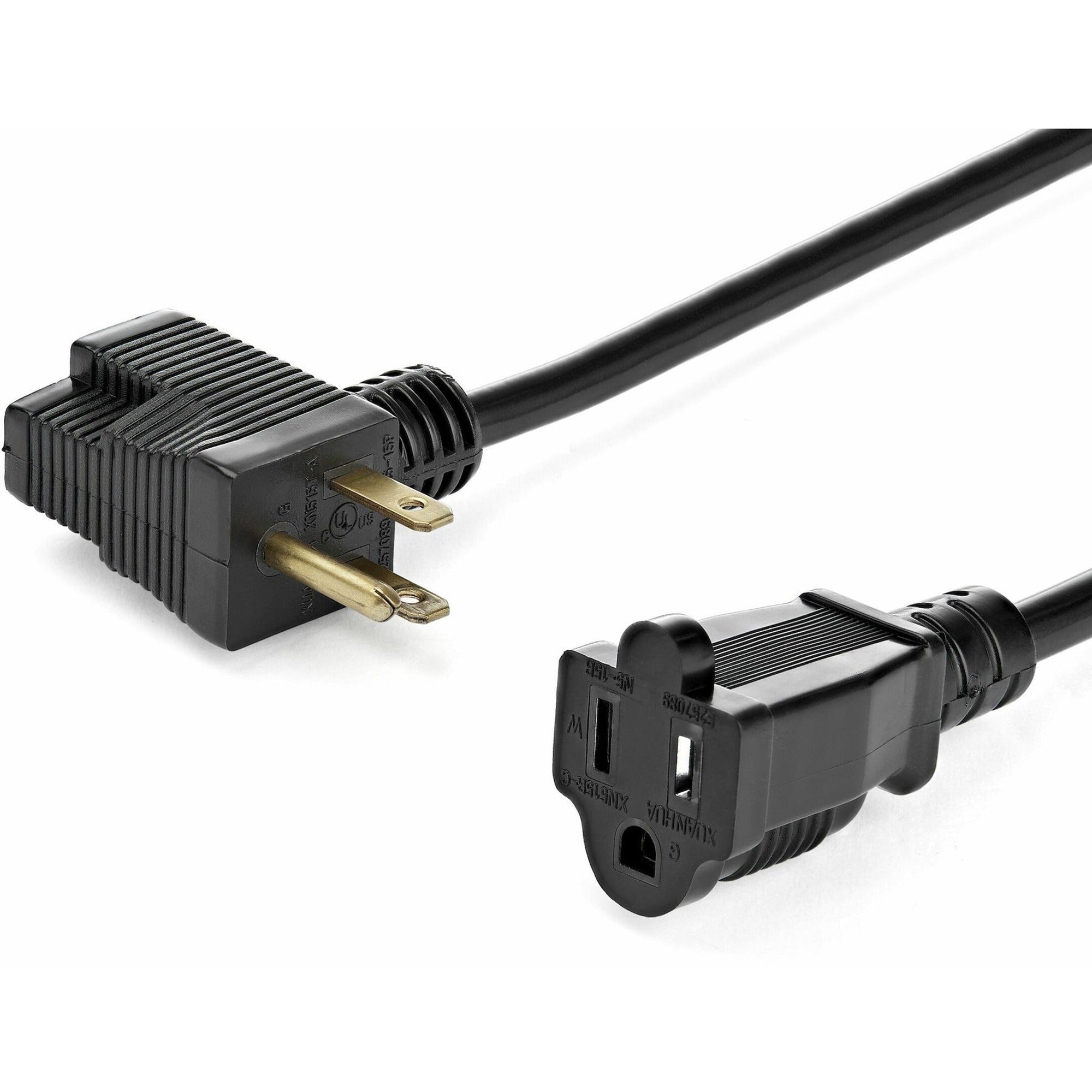 StarTech.com 12in Outlet Saver Extension Cord - NEMA 5-15P to 2 x NEMA 5-15R