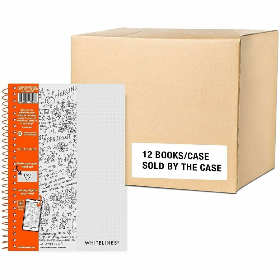 70 Sheets - 140 Pages - Printed - Wire Bound - Both Side Ruling Surface - Dotted Front Ruling - 20 lb Basis Weight - 5 3/4" x 8 1/4" Sheet Size - 0.33" Height x 5.8" Width x 8.3" Length - Gray Paper - Gray Whitelines Cover - Printed - 1 Carton
