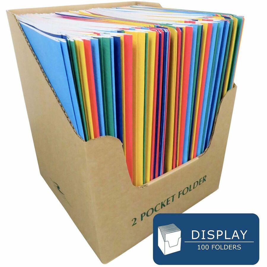 Roaring Spring Letter Fastener Folder - 8 1/2" x 11" - 3 x Prong Fastener(s) - 2 Internal Pocket(s) - Blue, Red, Dark Blue, Green, Yellow - 100 / Carton
