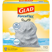 Glad ForceFlex Tall Kitchen Drawstring Trash Bags - Fresh Clean with Febreze Freshness - 13 gal Capacity - 25.38" Length x 23.75" Width x 0.72 mil (18 Micron) Thickness - Drawstring Closure - White - Home, Office/ - 1 Box