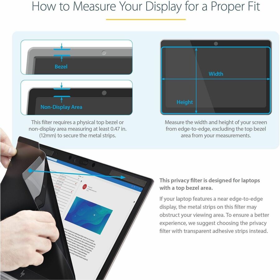 StarTech.com Privacy Screen Filter Black, Transparent