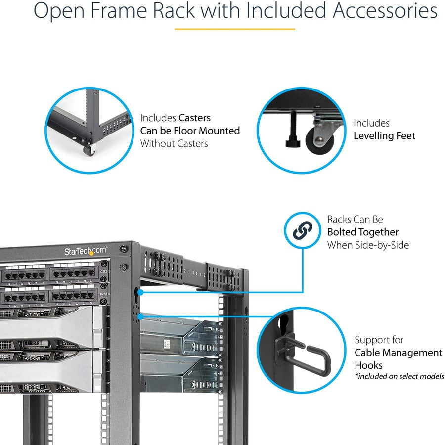 StarTech.com 15U Open Frame Rack - 4 Post - Adjustable Depth