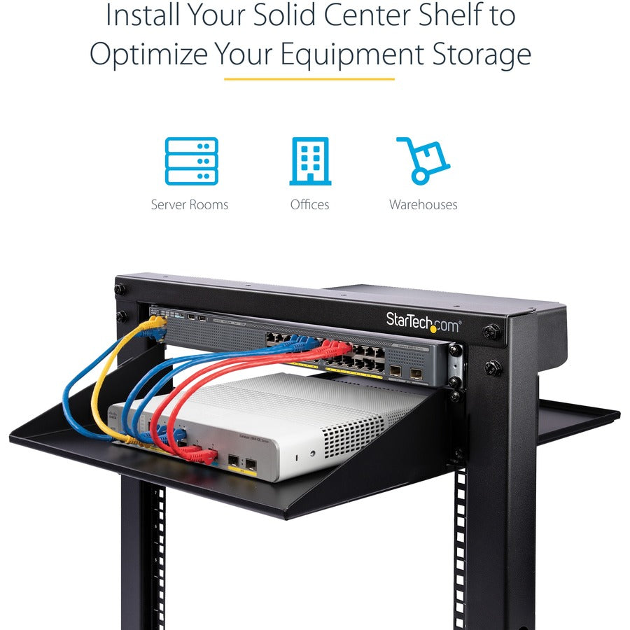 StarTech.com 2U Server Rack Shelf - 2 Post - Center Mount - Solid
