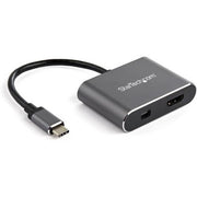 StarTech.com Mini DisplayPort/HDMI/USB-C Audio/Video Adapter, 1 x USB-C Male, 1 x HDMI Female, 1 x Mini DisplayPort Female, 4K 60Hz, Space Gray, 1 Each