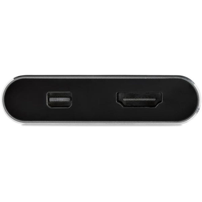 StarTech.com Mini DisplayPort/HDMI/USB-C Audio/Video Adapter, 1 x USB-C Male, 1 x HDMI Female, 1 x Mini DisplayPort Female, 4K 60Hz, Space Gray, 1 Each