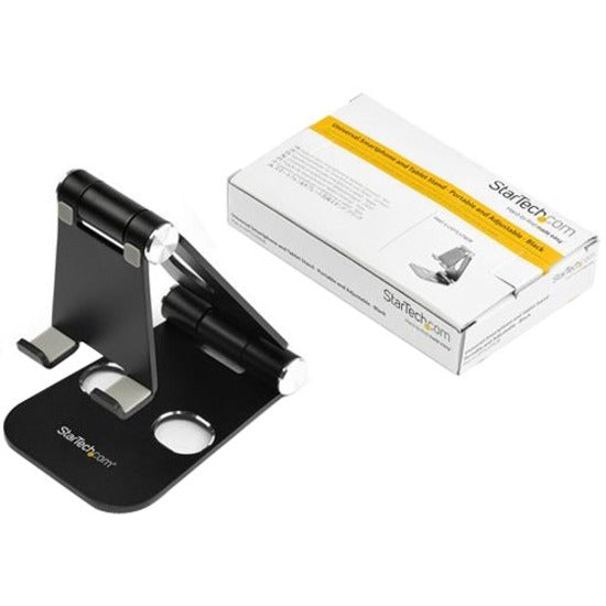 StarTech.com Universal Smartphone and Tablet Stand - Multi Angle - Foldable - Up to 13" Screen Support - 1.76 lb Load Capacity - 5.12" Height x 2.99" Width x 4.13" Depth - Desk - Aluminum - Black