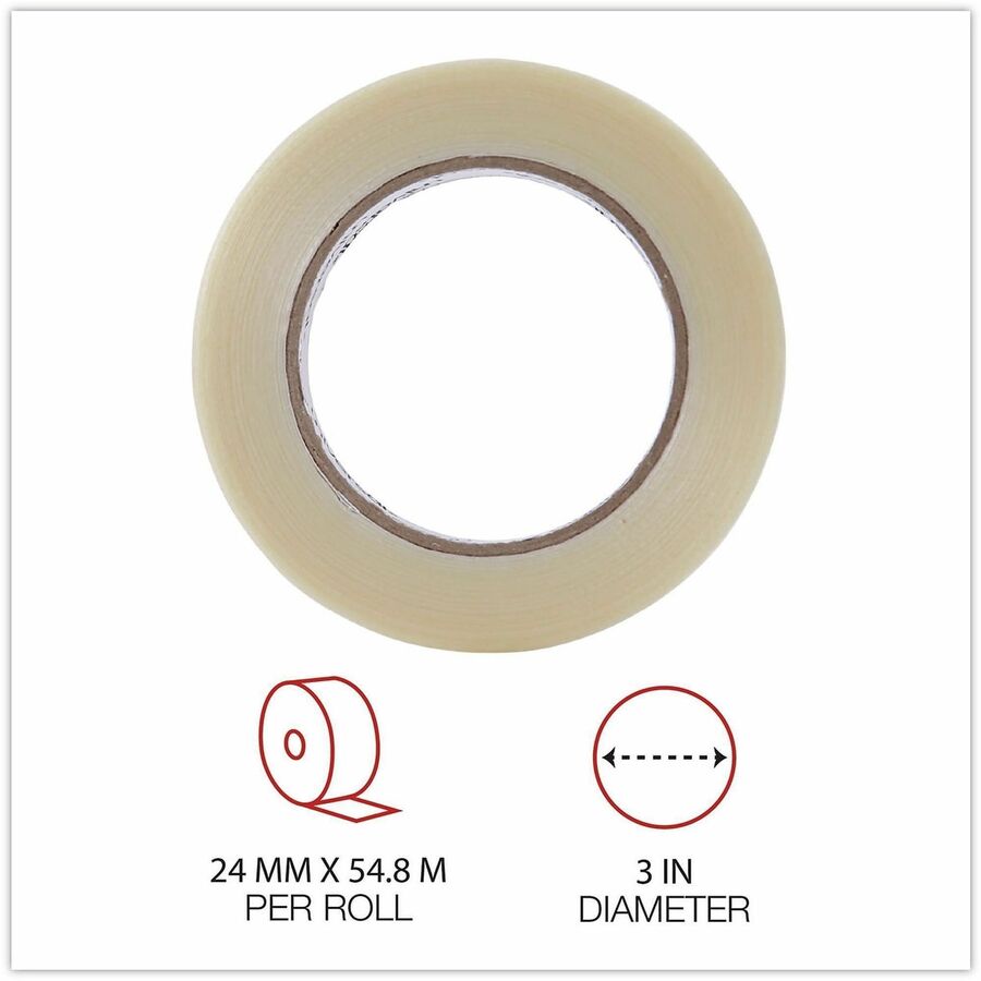 59.93 yd Length x 0.94" Width x 4.3 mil Thickness - 3" Core - Clear - Synthetic Rubber - Plastic Backing - 1 Roll
