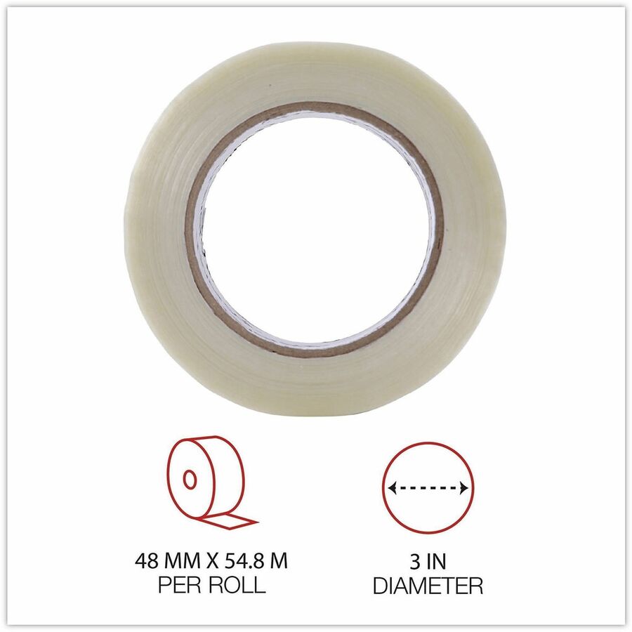 59.93 yd Length x 1.89" Width x 4.3 mil Thickness - 3" Core - Clear - Synthetic Rubber - Plastic Backing - 1 Roll