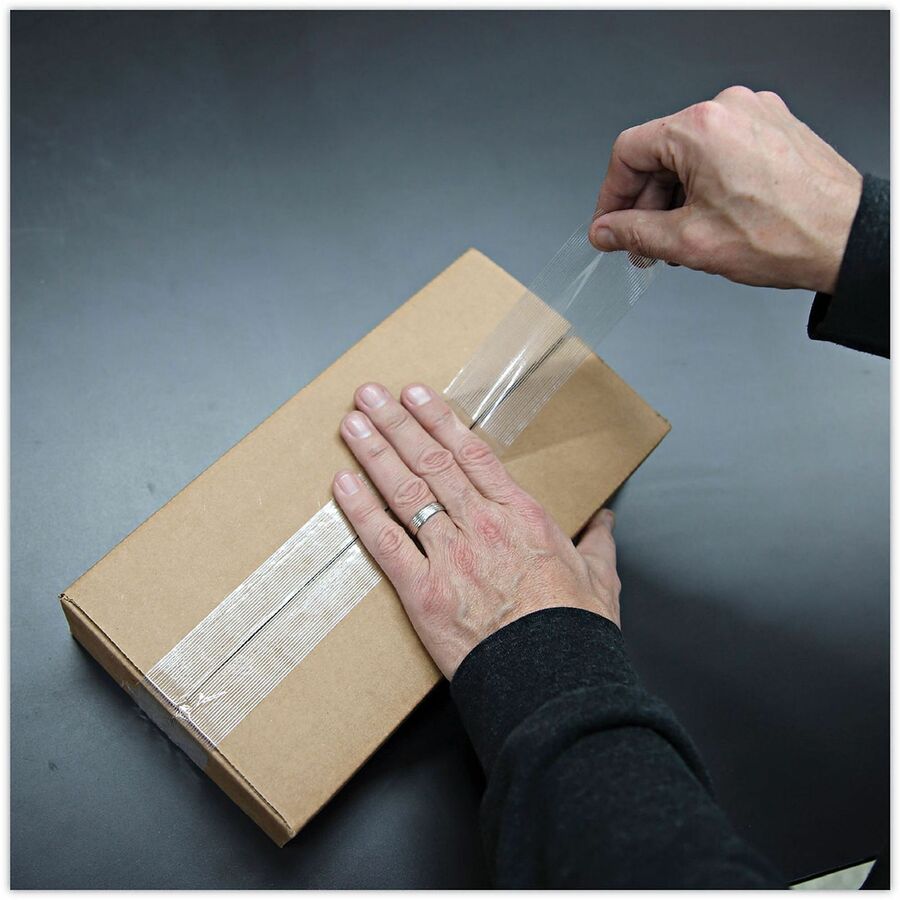 59.93 yd Length x 1.89" Width x 4.3 mil Thickness - 3" Core - Clear - Synthetic Rubber - Plastic Backing - 1 Roll
