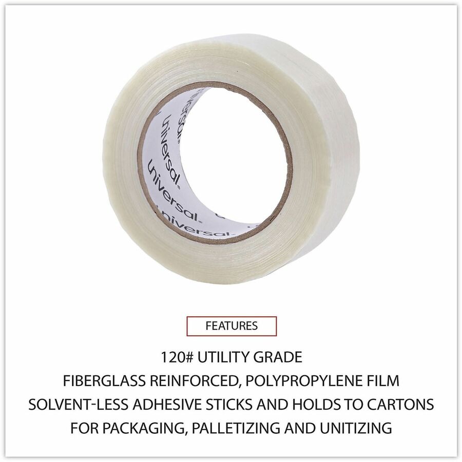 59.93 yd Length x 1.89" Width x 4.3 mil Thickness - 3" Core - Clear - Synthetic Rubber - Plastic Backing - 1 Roll
