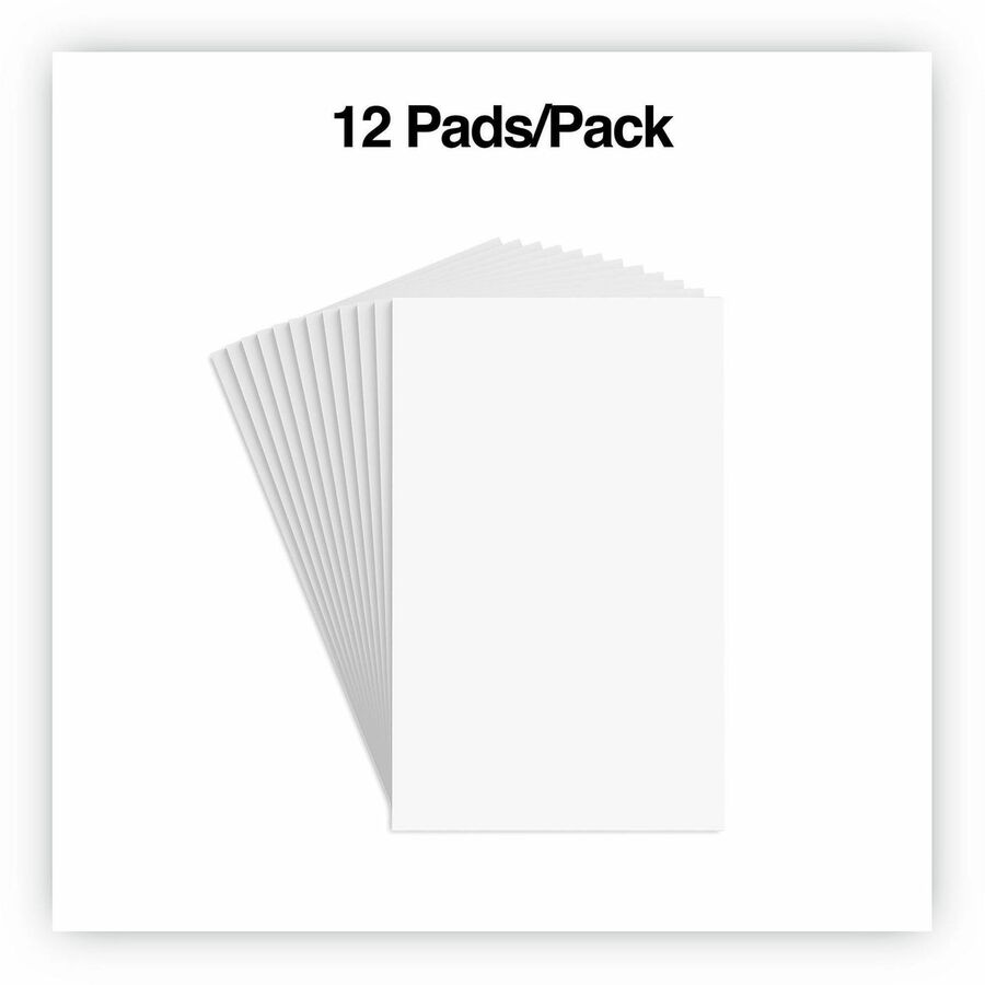 1 Subject(s) - 100 Sheets - Plain - Glued - Unruled Front Ruling - 16 lb Basis Weight - 8" Height x 5" Width - White Paper - 12 / Pack