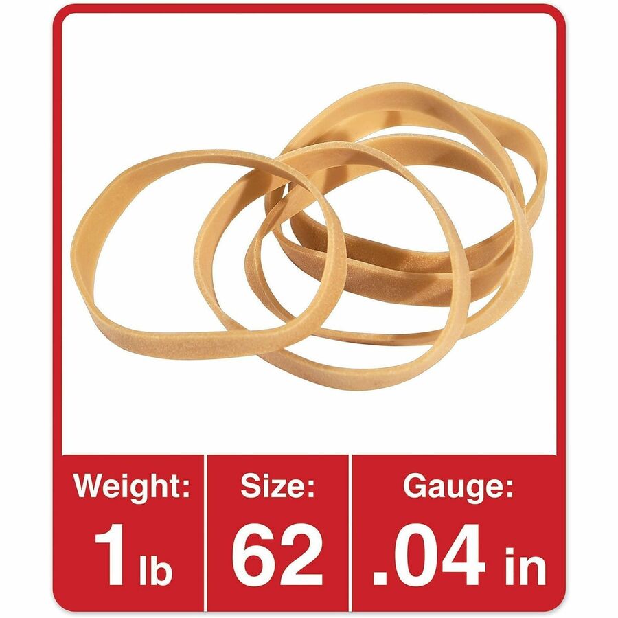Size: #62 - 2.5" Length x 0.3" Width - 24 lb/in - Rubber - Beige - 490 / Pack