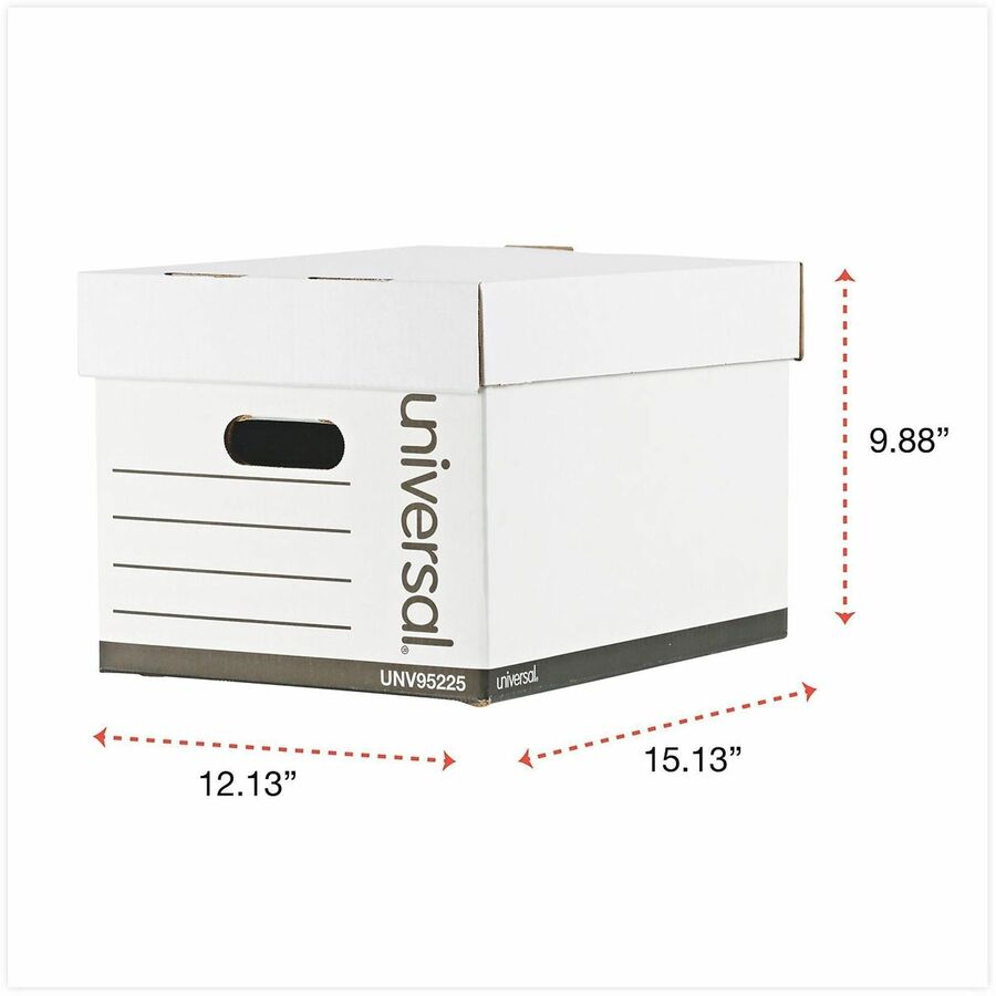 Universal Storage Case - Internal Dimensions: 12.13" Width x 15.13" Depth x 9.88" Height - Media Size Supported: Letter, Legal - Lift-off Closure - Heavy Duty - Stackable - Corrugated Fiberboard - White - For Box File - 12 / Carton