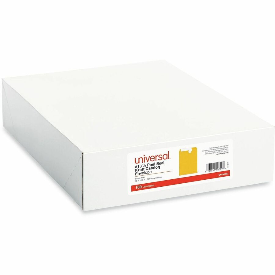 Universal Envelope - Catalog - #13 1/2 - 28 lb - Self Adhesive - Natural Kraft - Kraft Paper - 100 / Box