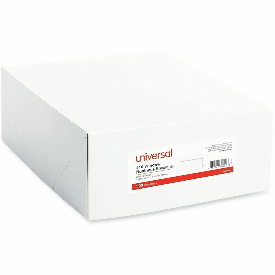 Universal Envelope, #10, 24 lb, Gummed, White, Paper Stock, 500/Box