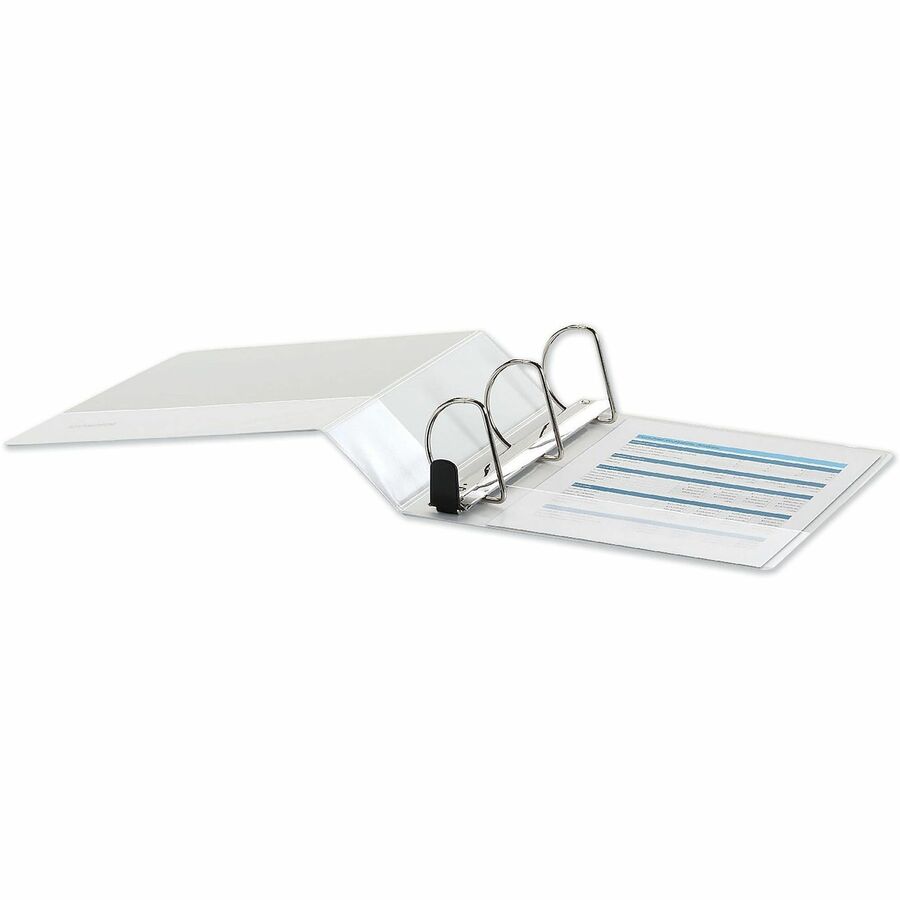 3" Binder Capacity - Letter - 8 1/2" x 11" Sheet Size - 650 Sheet Capacity - 3 Ring(s) - Fastener(s): Ring - Pocket(s): 2, Inside Front & Back - Polypropylene - White - Non-stick - 1 Each