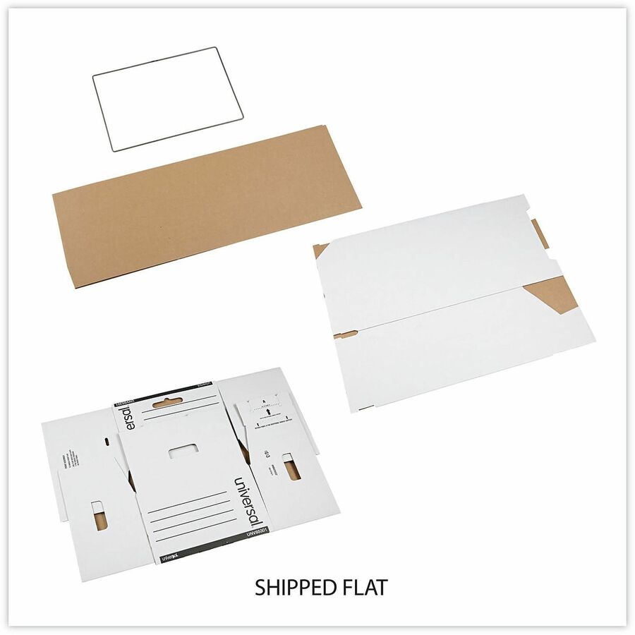 Internal Dimensions: 15.50" Width x 23.50" Depth x 10.25" Height - External Dimensions: 17.3" Width x 25.5" Depth x 11.5" Height - Media Size Supported: Legal - Heavy Duty - Corrugated Fiberboard - White - For Box File - 6 / Carton