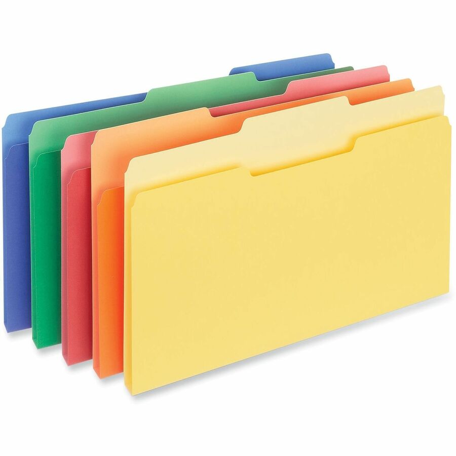 Universal 1/3 Tab Cut Letter Top Tab File Folder, 8.5" x 11", Assorted Tab Position, 11 pt. Stock, Box of 100