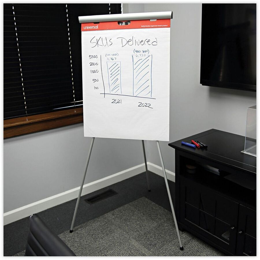 Universal Easel Pad - 1 Subject(s) - 50 Sheets - Tape Bound - Unruled Front Ruling - 15 lb Basis Weight - 34" Height x 27" Width - White Paper - Cardboard Cover - 2 / Carton