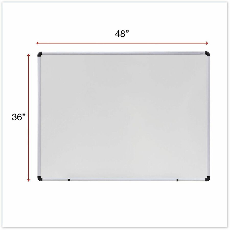 Universal Dry Erase Board - 48" (4 ft) Width x 36" (3 ft) Height - White Melamine Surface - Satin Aluminum Frame - 1 Each