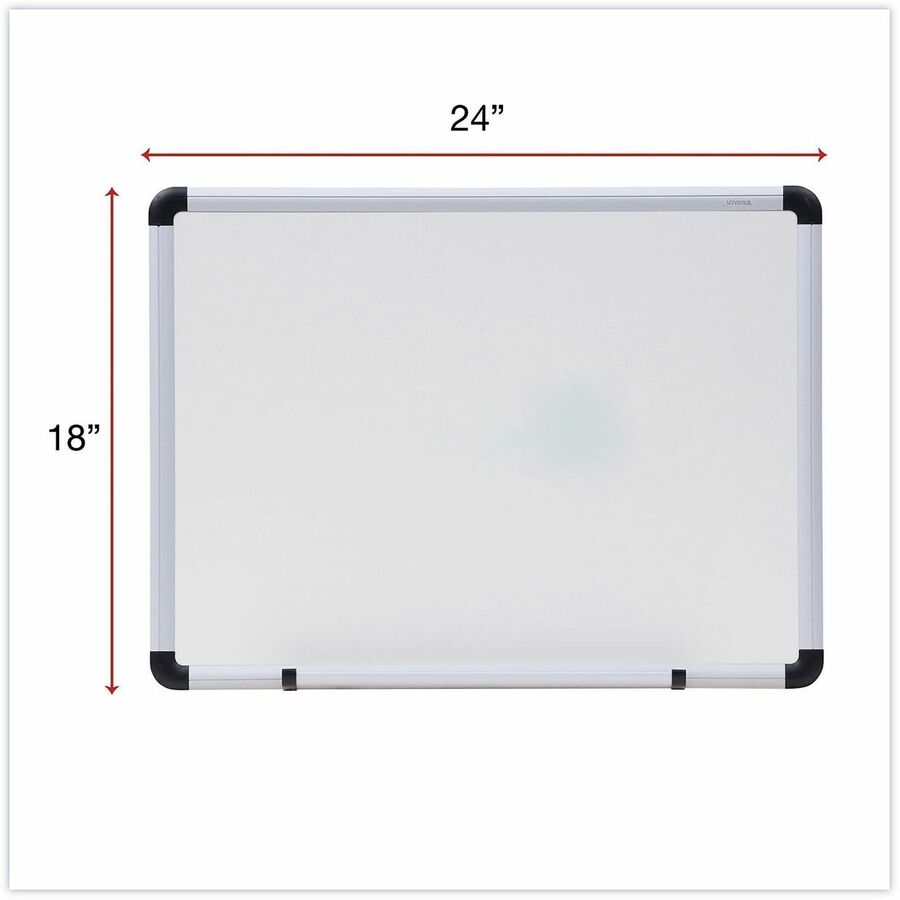 Universal Dry Erase Board - 24" (2 ft) Width x 18" (1.5 ft) Height - White Melamine Surface - Satin Aluminum Frame - 1 Each