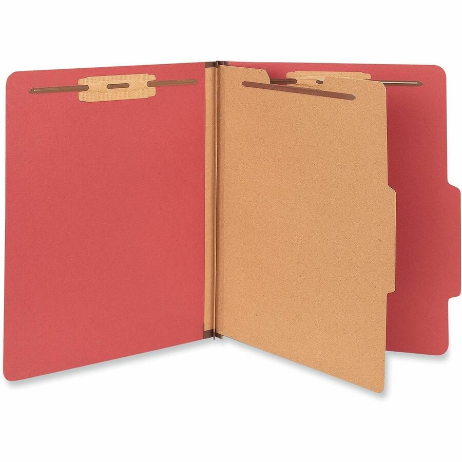 Universal 2/5 Tab Cut Letter Classification Folder - 8 1/2" x 11" - 2" Expansion - 4 Fastener(s) - 2" Fastener Capacity - Top Tab Location - Right of Center Tab Position - 1 Divider(s) - Ruby Red - 10 Box