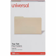 Universal 1/3 Tab Cut Legal Top Tab File Folder - 8 1/2" x 14" - 3/4" Expansion - Left Tab Position - 11 pt. - Manila - 100 Box