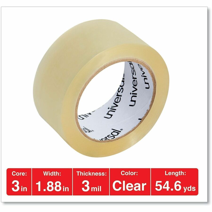 54.60 yd Length x 1.88" Width x 3 mil Thickness - 3" Core - Clear - Resin - Plastic Backing - 36 / Carton