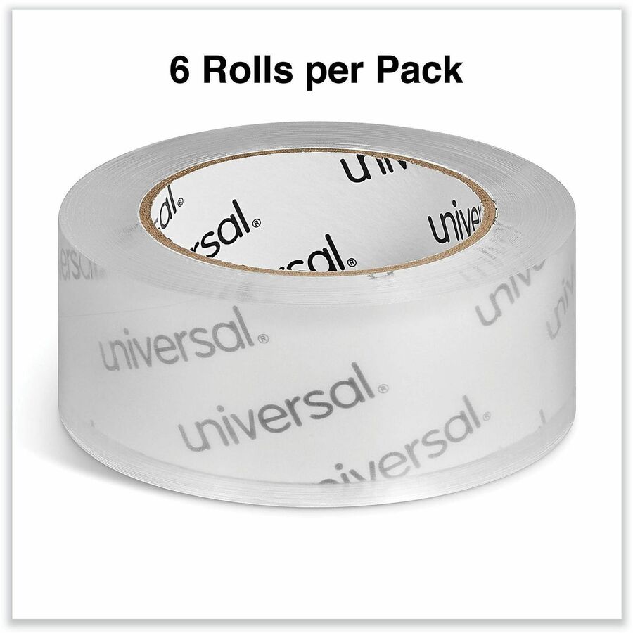 Universal Packaging Tape - 109 yd Length x 1.88" Width x 2 mil Thickness - 3" Core - Clear - Acrylic - Plastic Backing - 6 / Pack