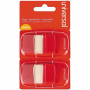 Universal Flag - 100 - Rectangle - Red - Removable, Self-stick, Pop-up, Repositionable - Dispenser Included - 100 / Pack