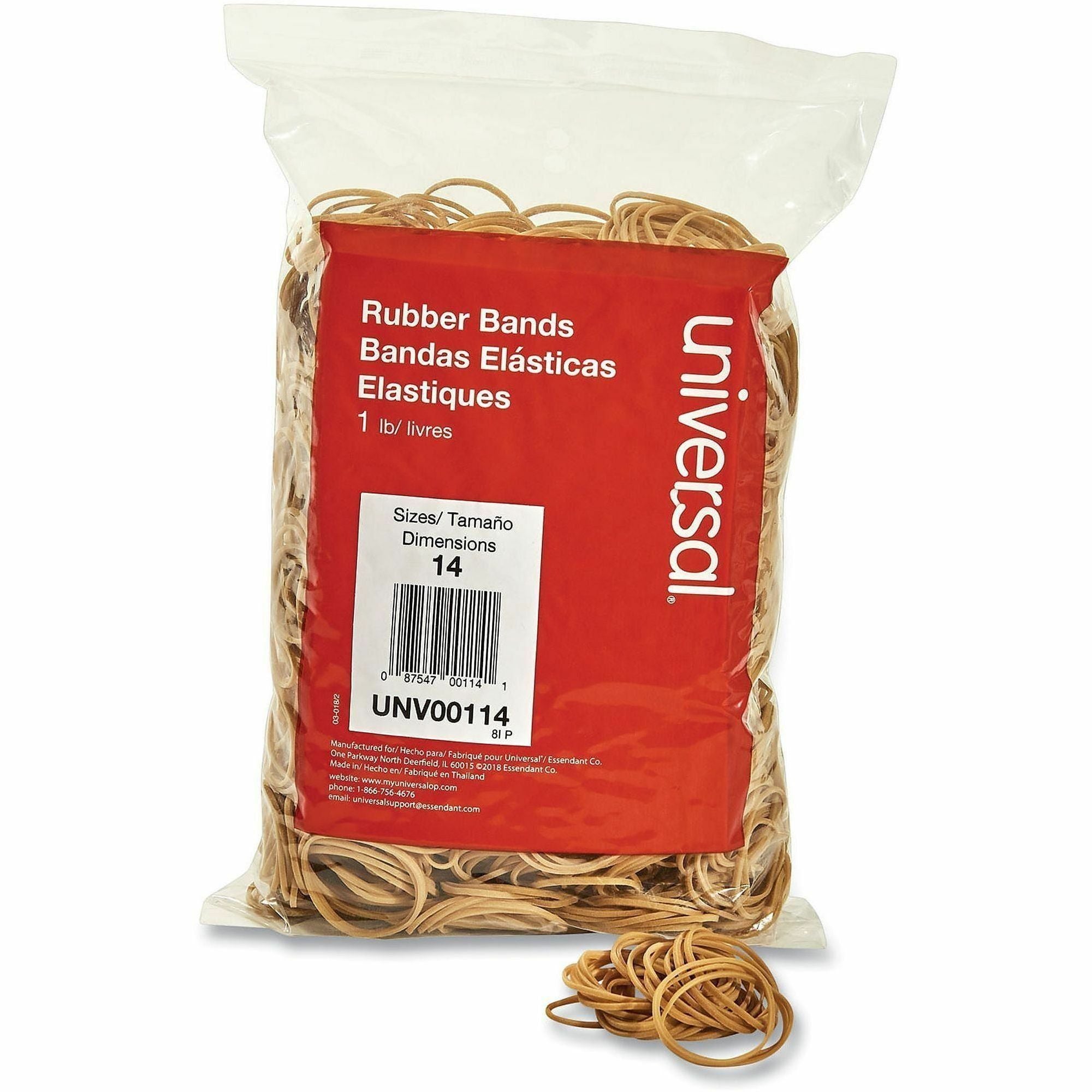 Size: #14 - 2" Length x 0.1" Width - 6 lb/in - Rubber - Beige - 2200 / Pack