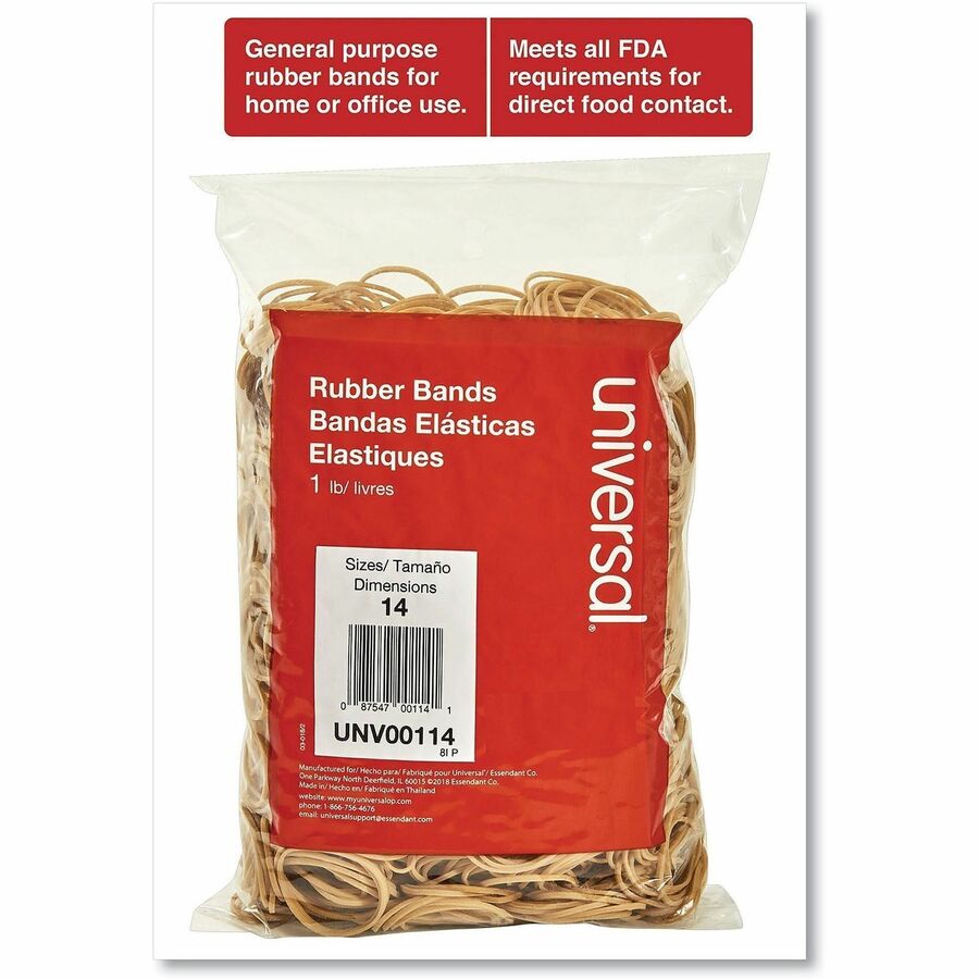 Size: #14 - 2" Length x 0.1" Width - 6 lb/in - Rubber - Beige - 2200 / Pack
