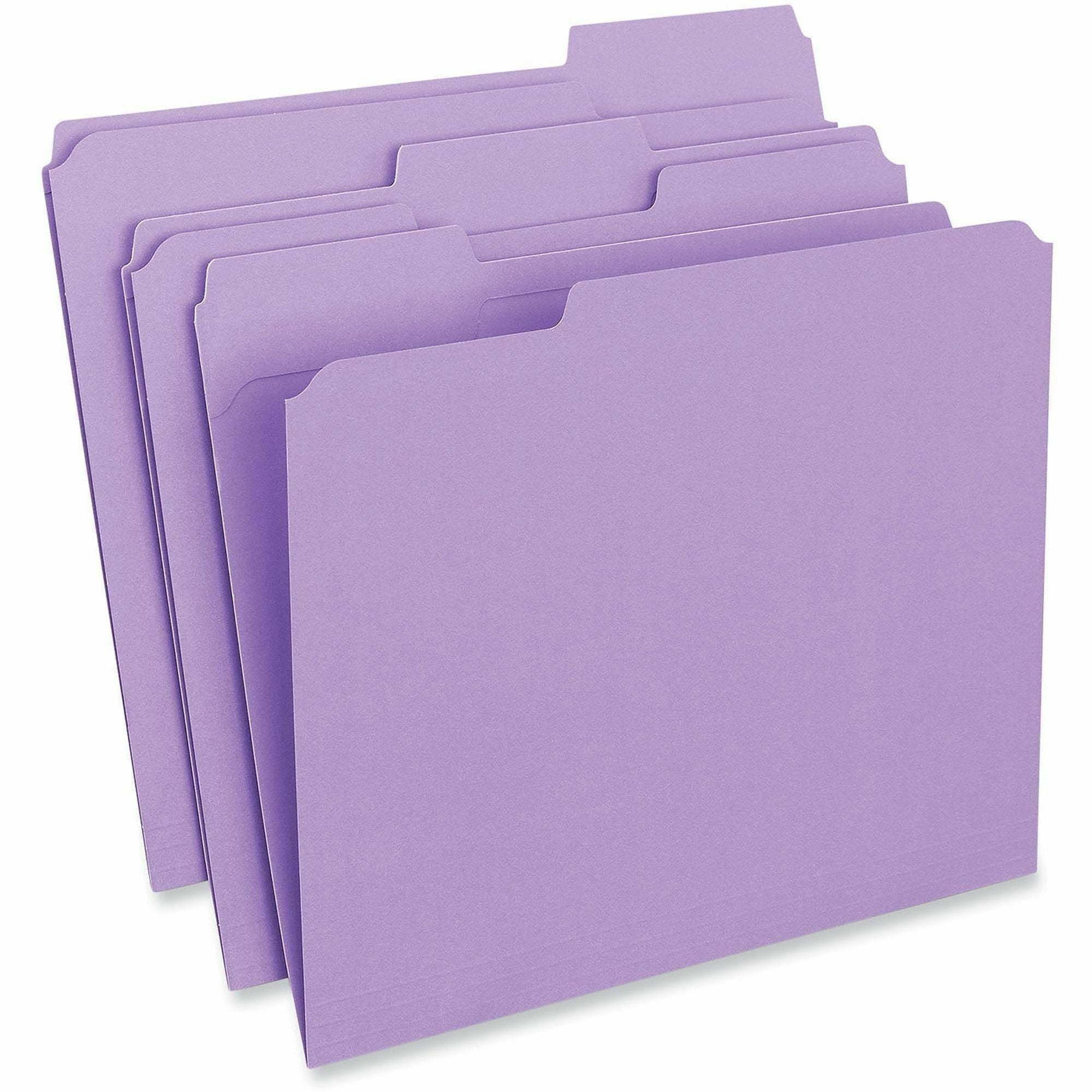 Universal 1/3 Tab Cut Letter Top Tab File Folders, 8.5" x 11", 1" Expansion, Assorted Tab Positions, 11 pt. Stock, Box of 100