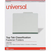 Universal 2/5 Tab Cut Letter Classification Folder - 8 1/2" x 11" - 2" Expansion - 6 Fastener(s) - 2" Fastener Capacity - Top Tab Location - Right of Center Tab Position - 2 Divider(s) - Gray - 10 Box