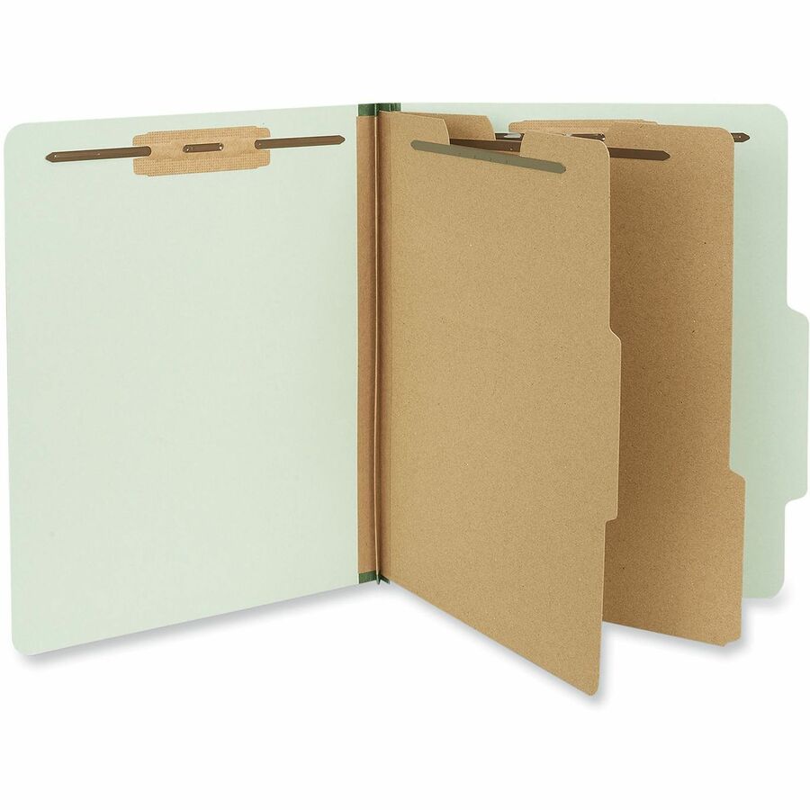 Universal 2/5 Tab Cut Letter Classification Folder - 8 1/2" x 11" - 2" Expansion - 6 Fastener(s) - 2" Fastener Capacity - Top Tab Location - Right of Center Tab Position - 2 Divider(s) - Gray, Green - 10 Box