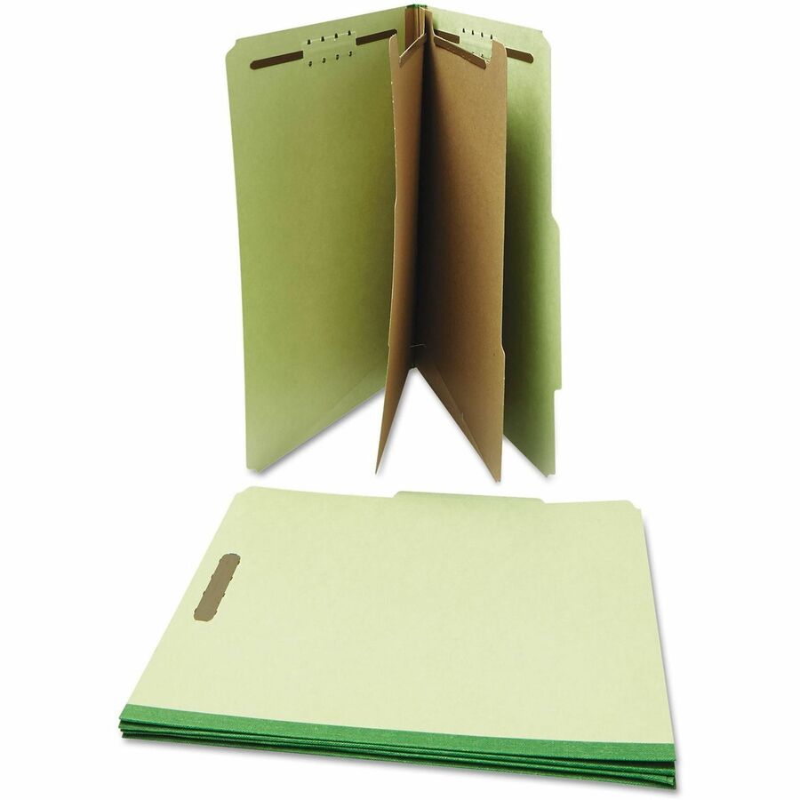 Universal 2/5 Tab Cut Letter Classification Folder - 8 1/2" x 11" - 2" Expansion - 6 Fastener(s) - 2" Fastener Capacity - Top Tab Location - Right of Center Tab Position - 2 Divider(s) - Green - 10 Box