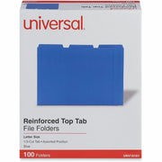 Universal 1/3 Tab Cut Letter Top Tab File Folders, 8.5" x 11", 1" Expansion, Assorted Tab Positions, 11 pt. Stock, Box of 100