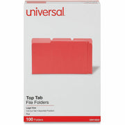 Universal 1/3 Tab Cut Legal Top Tab File Folder, 8 1/2" x 14", Assorted Tab Position, 11 pt. Stock, Box of 100
