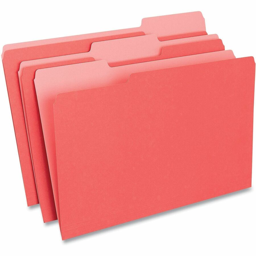Universal 1/3 Tab Cut Legal Top Tab File Folder, 8 1/2" x 14", Assorted Tab Position, 11 pt. Stock, Box of 100