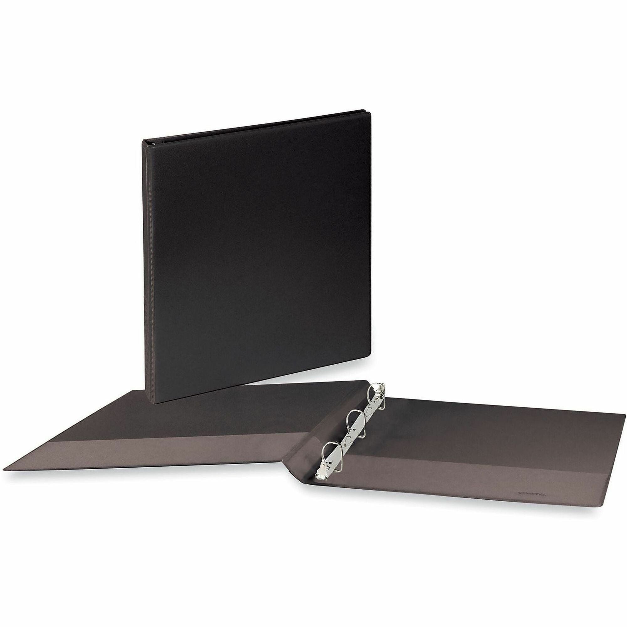 1/2" Binder Capacity - Letter - 8 1/2" x 11" Sheet Size - 120 Sheet Capacity - 3 Ring(s) - Fastener(s): Ring - Pocket(s): 2, Inside Front & Back - Polypropylene - Black - Non-stick - 1 Each