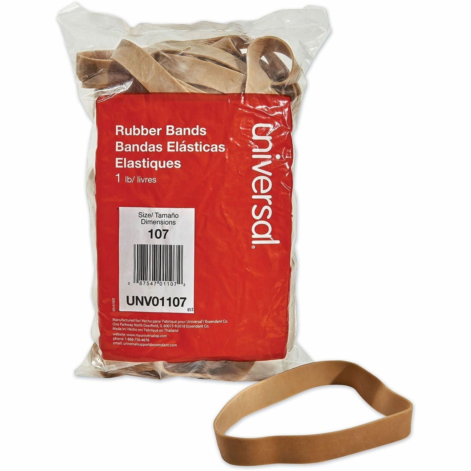 Size: #107 - 7" Length x 0.6" Width - 48 lb/in - Rubber - Beige - 40 / Pack